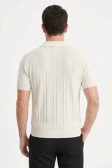 Ribbed Half-Zip Knit Polo Shirt